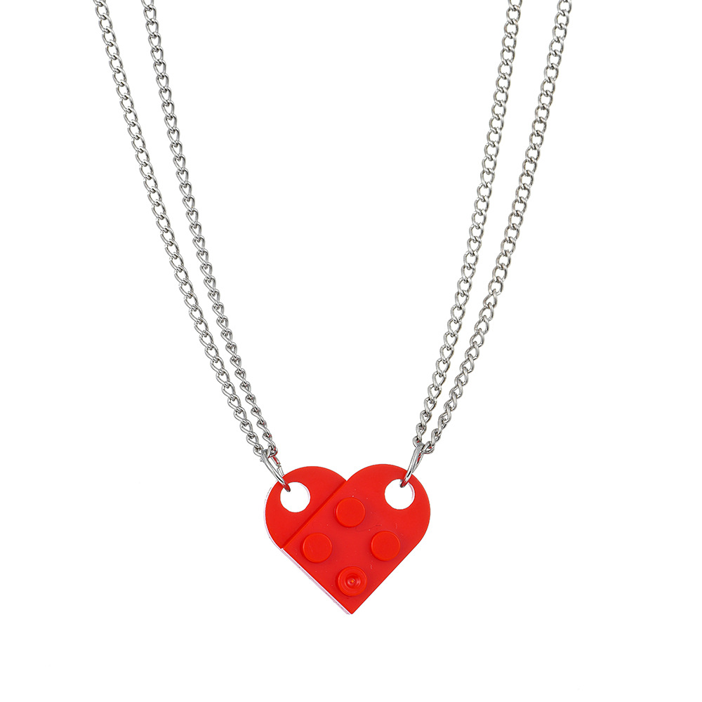 Wholesale Jewelry Simple Style Heart Shape Alloy Resin Pendant Necklace display picture 1