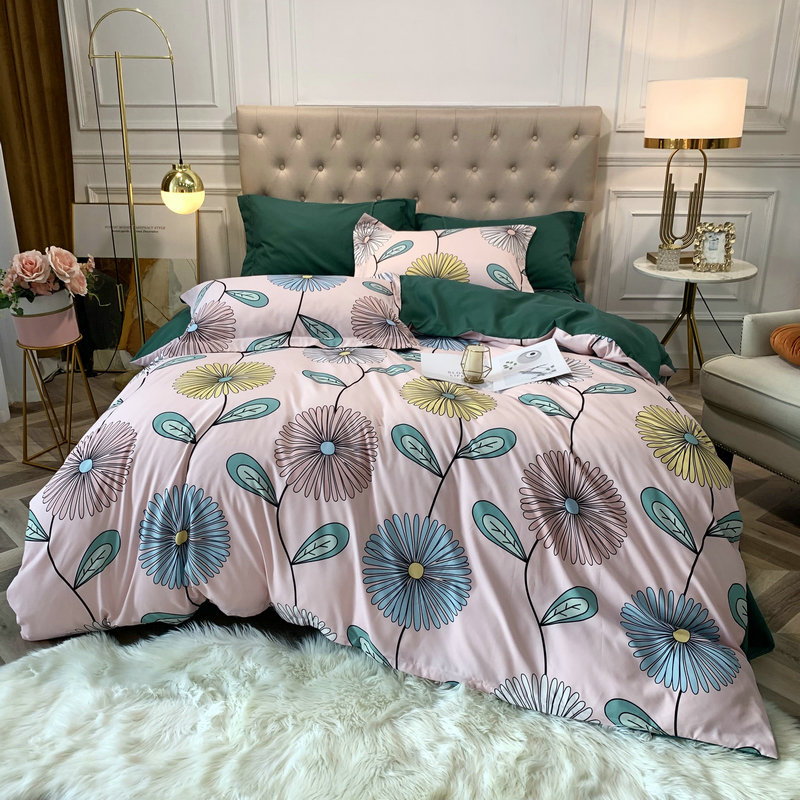 Large Version Flower Printing Brushed Bedding Four-piece Set Wholesale Nihaojewelry display picture 3
