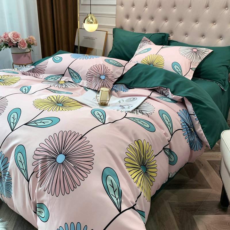 Large Version Flower Printing Brushed Bedding Four-piece Set Wholesale Nihaojewelry display picture 4