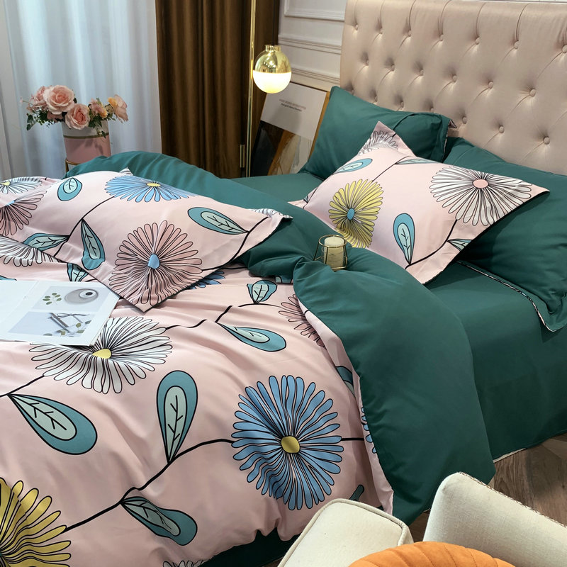 Large Version Flower Printing Brushed Bedding Four-piece Set Wholesale Nihaojewelry display picture 5