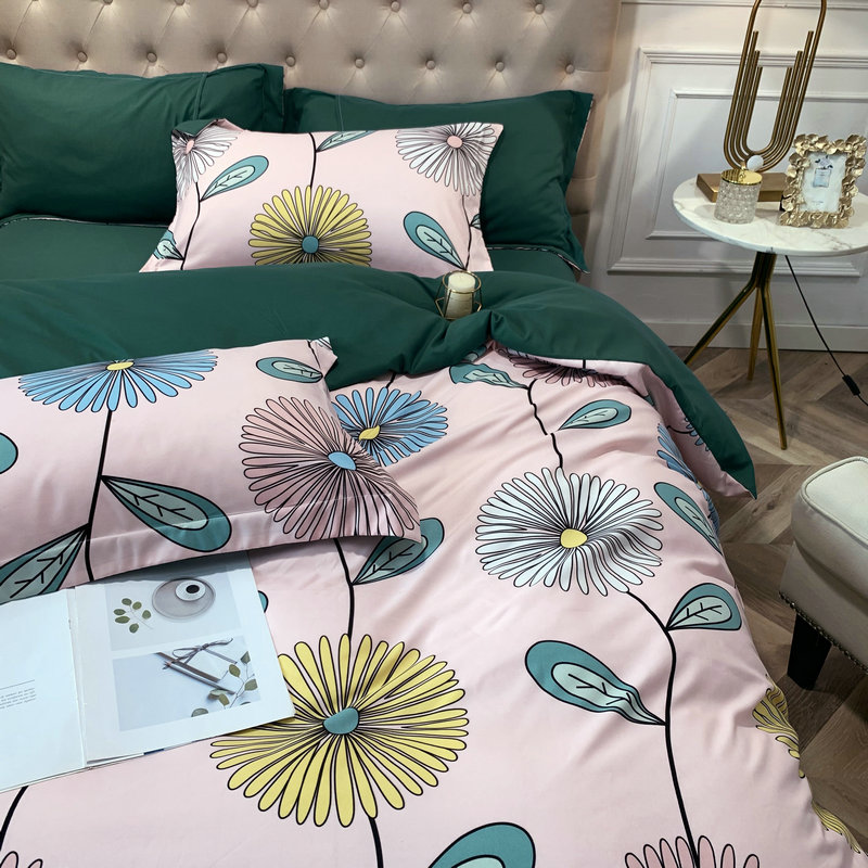 Large Version Flower Printing Brushed Bedding Four-piece Set Wholesale Nihaojewelry display picture 6
