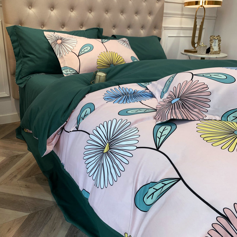 Large Version Flower Printing Brushed Bedding Four-piece Set Wholesale Nihaojewelry display picture 10