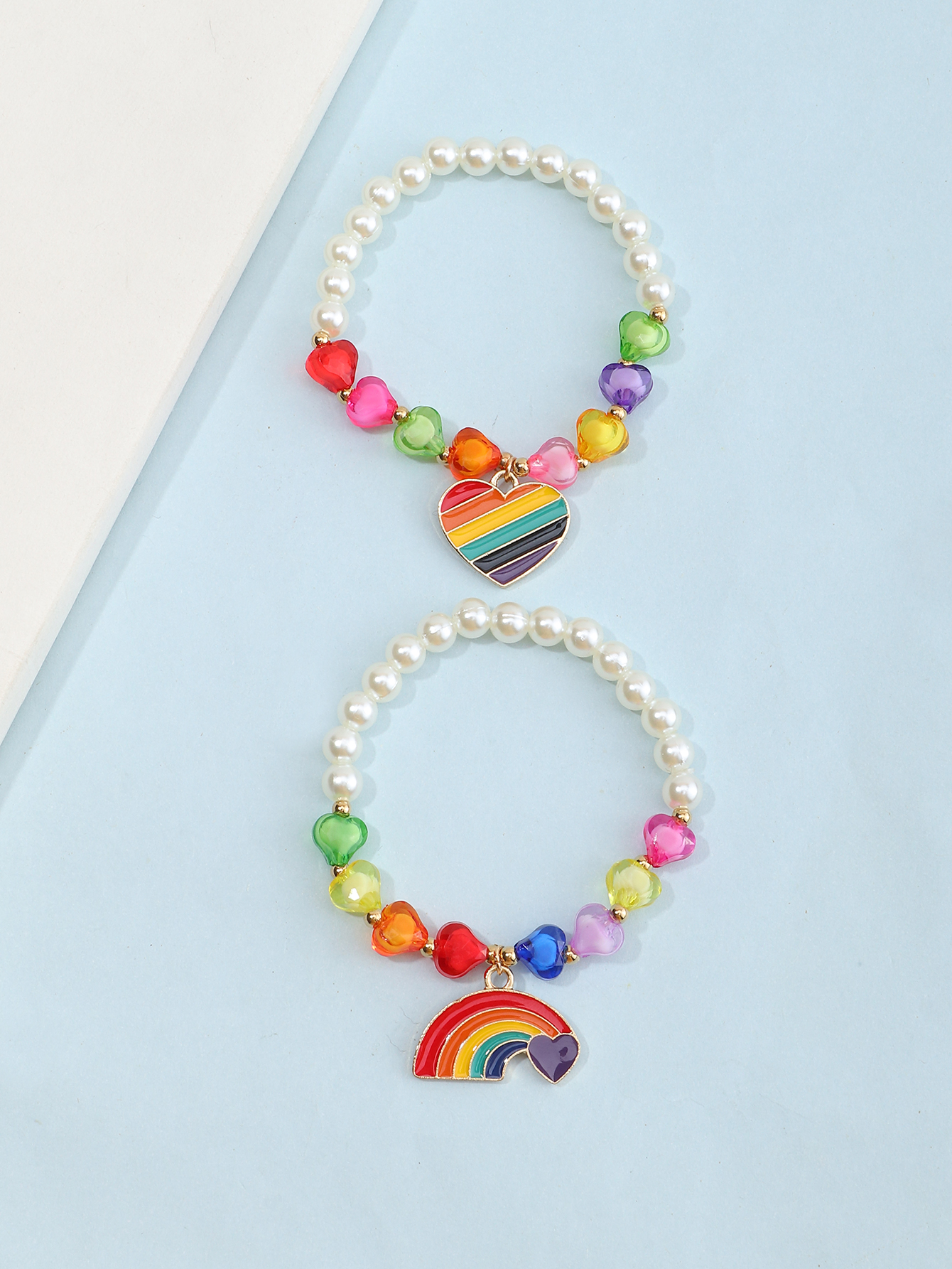 Simple Heart Rainbow Pendant Bracelet Wholesale Nihaojewelry display picture 2