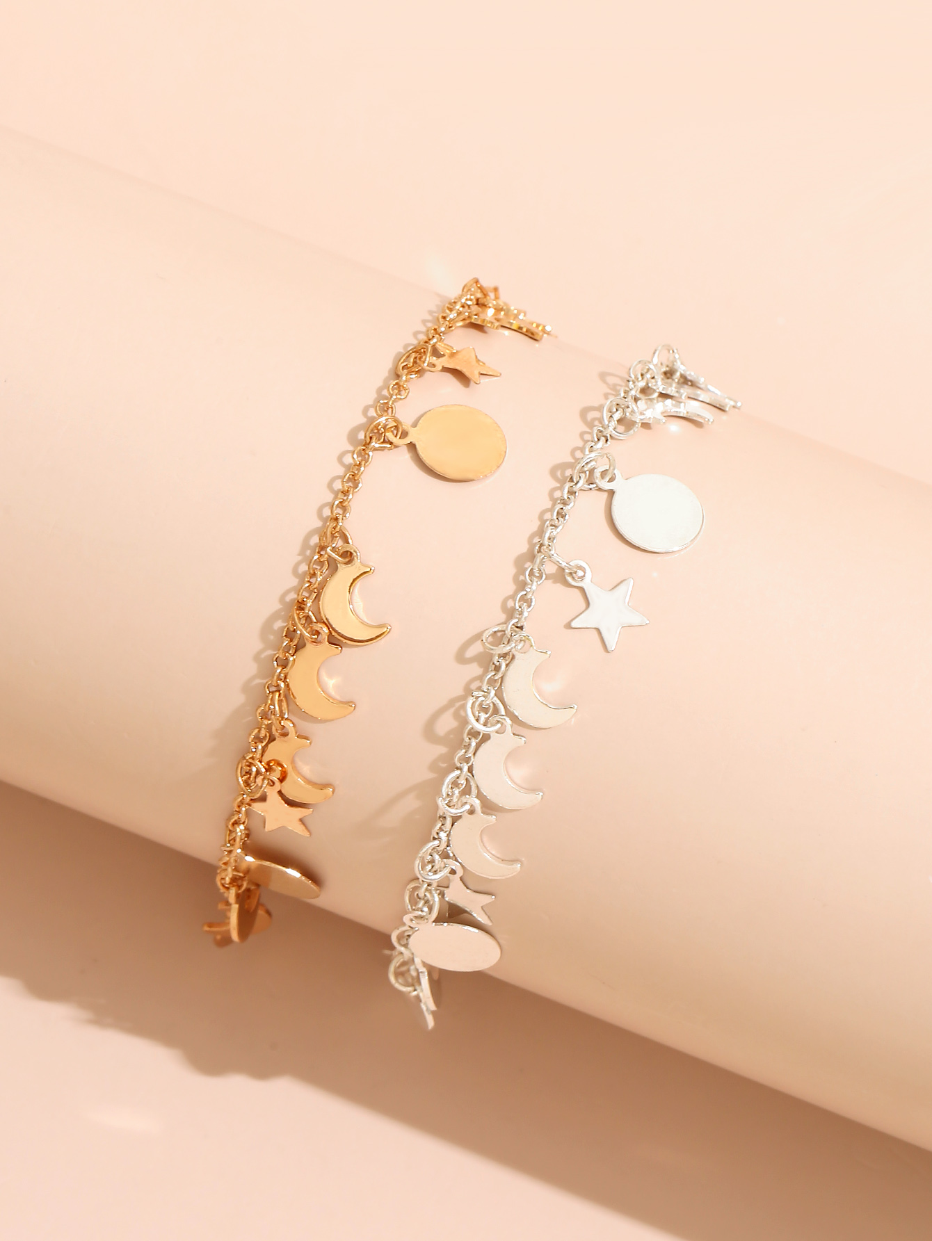 Fashion Crescent Disc Tassel Letter Multi-layer Anklet Wholesale Nihaojewelry display picture 3
