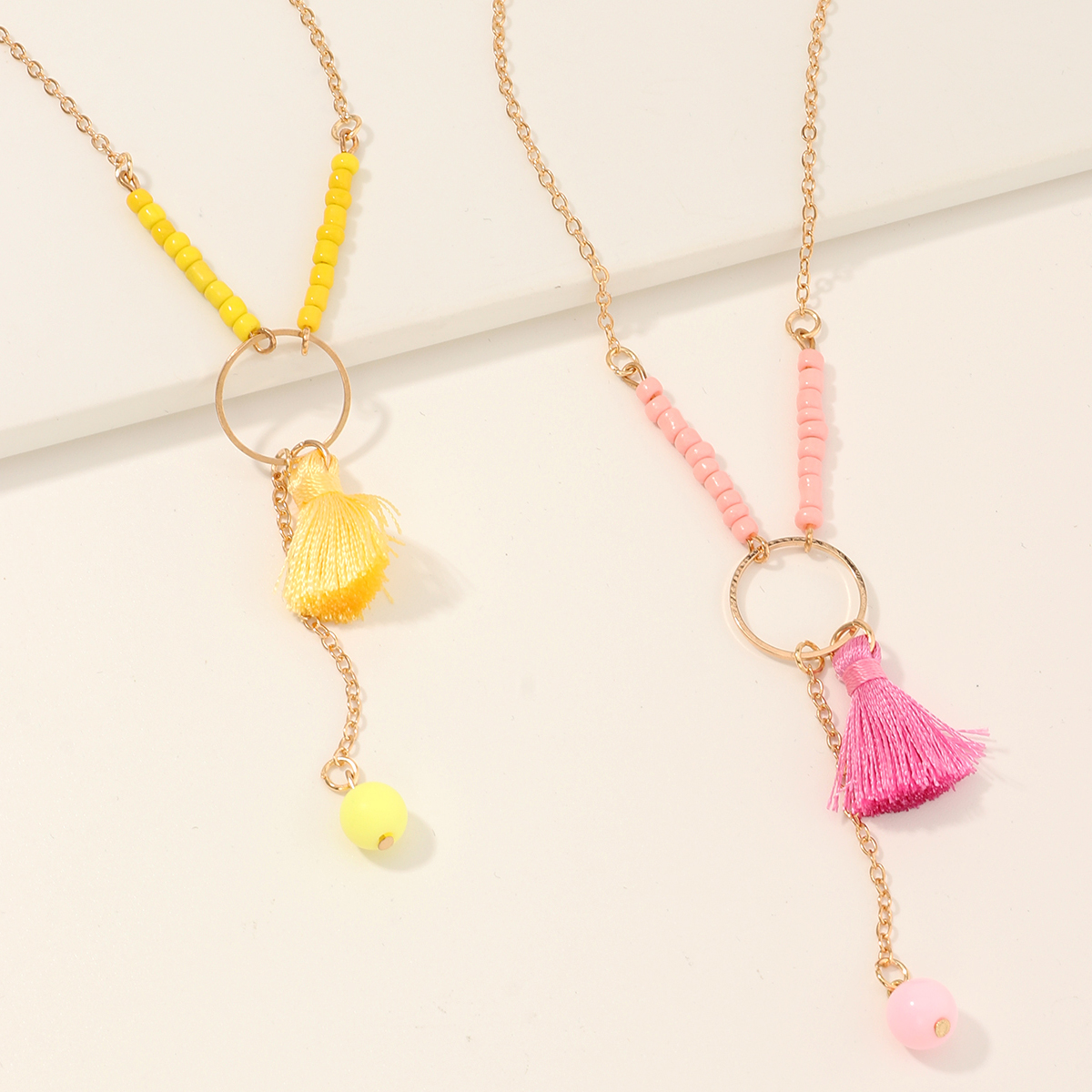 Simple Tassel Beads Pendant Metal Necklace Wholesale Nihaojewelry display picture 2