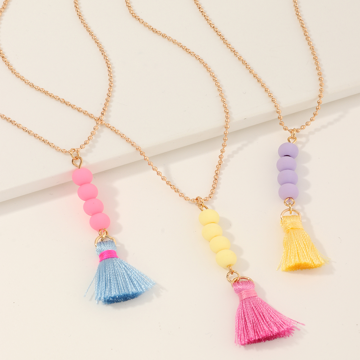 Simple Tassel Beads Pendant Metal Necklace Wholesale Nihaojewelry display picture 5