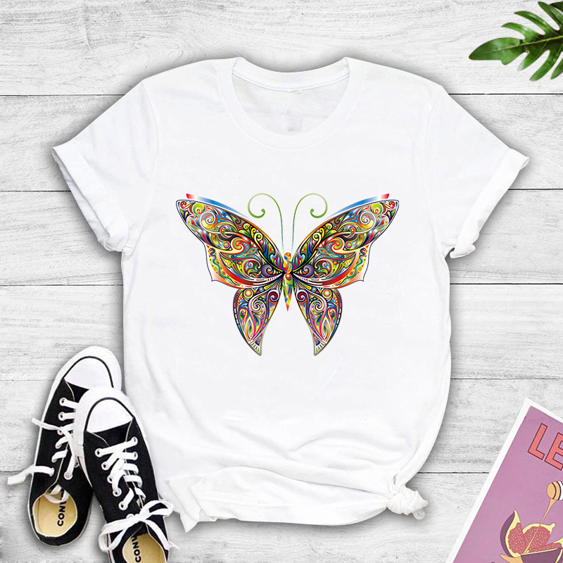Vente En Gros T-shirt À Manches Courtes Imprimé Papillon Couleur Nihaojewelry display picture 1