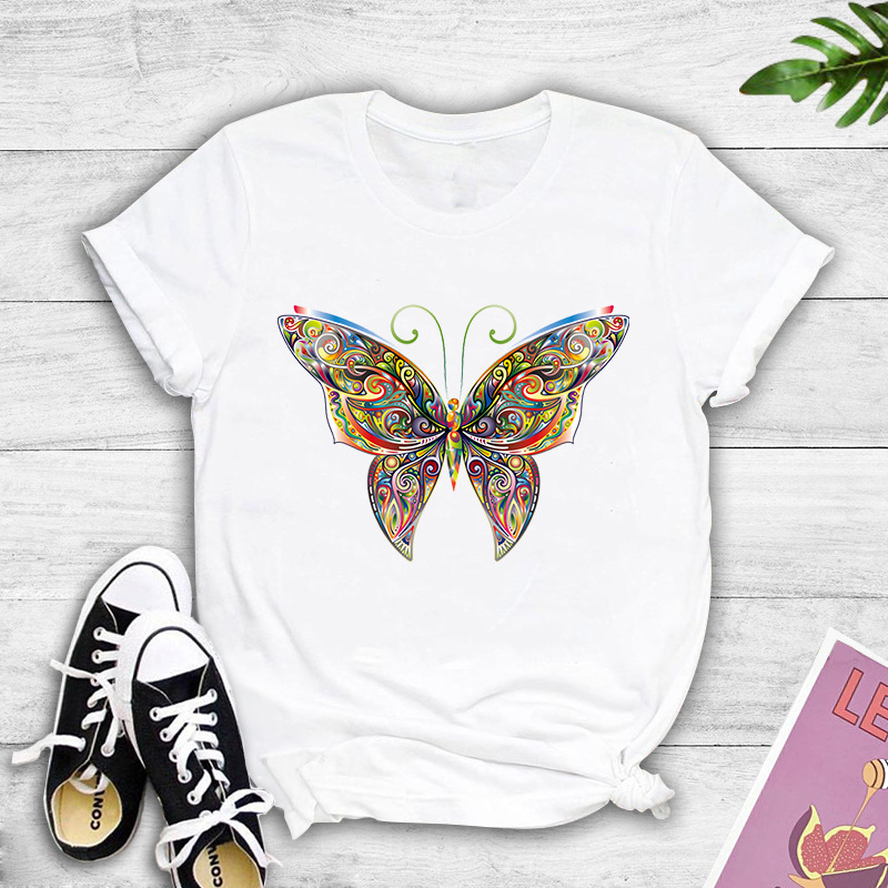 Wholesale Color Butterfly Print Short-sleeved T-shirt Nihaojewelry display picture 1