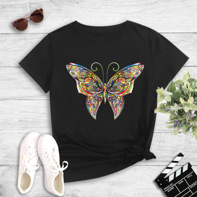 Vente En Gros T-shirt À Manches Courtes Imprimé Papillon Couleur Nihaojewelry display picture 2