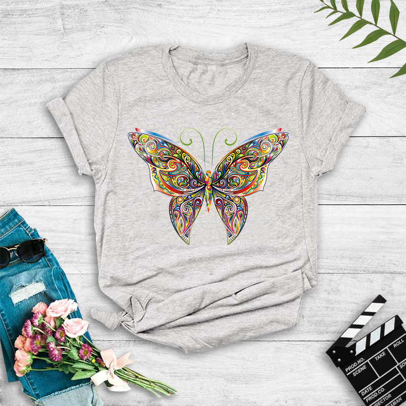 Wholesale Color Butterfly Print Short-sleeved T-shirt Nihaojewelry display picture 3