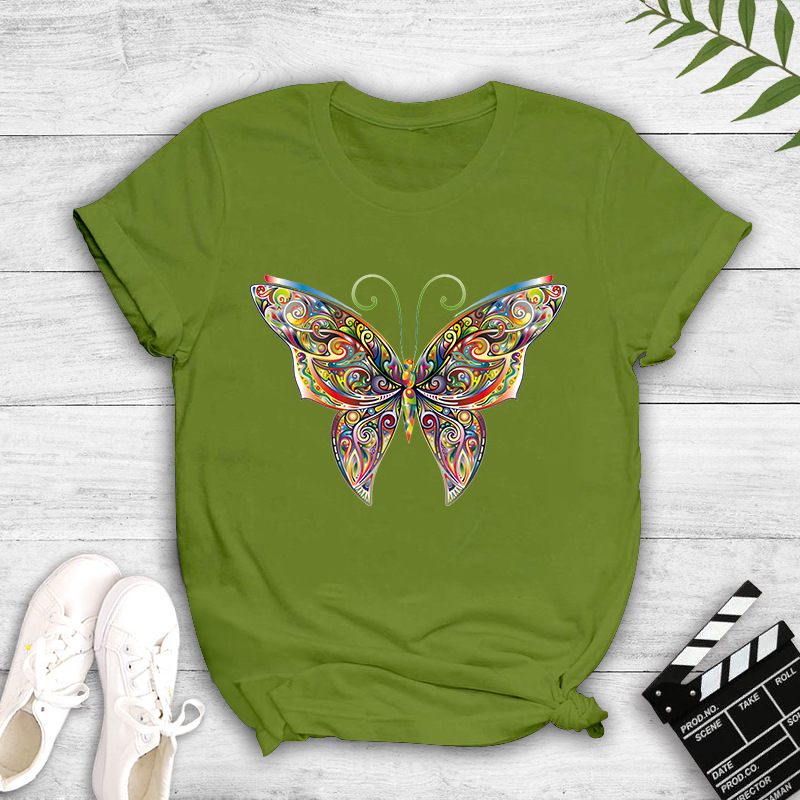 Wholesale Color Butterfly Print Short-sleeved T-shirt Nihaojewelry display picture 6