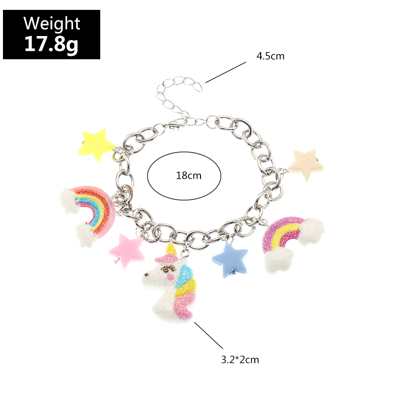 Metal Chain Unicorn Rainbow Star Pendant Bracelet Wholesale Nihaojewelry display picture 4