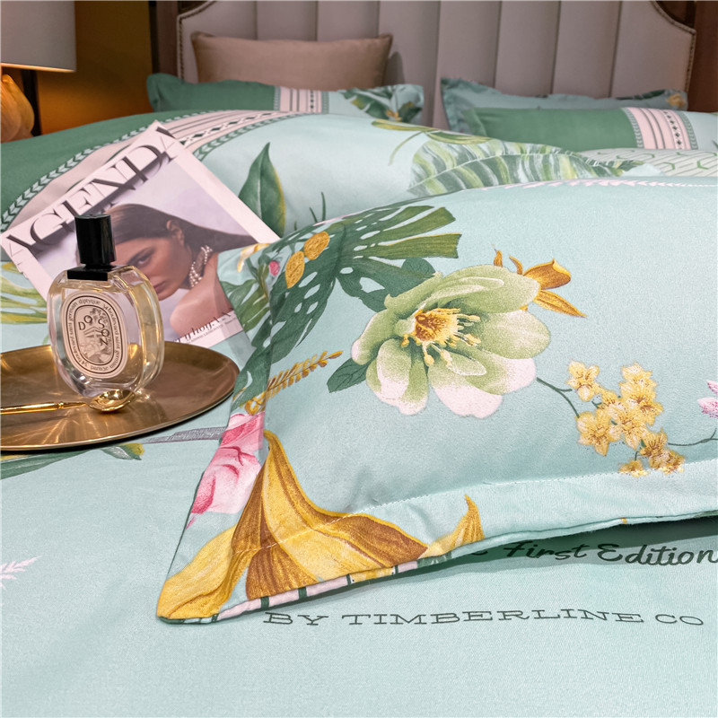 Wholesale Plant Leaves Flower Printing Green Bedding Four-piece Set Nihaojewelry display picture 15