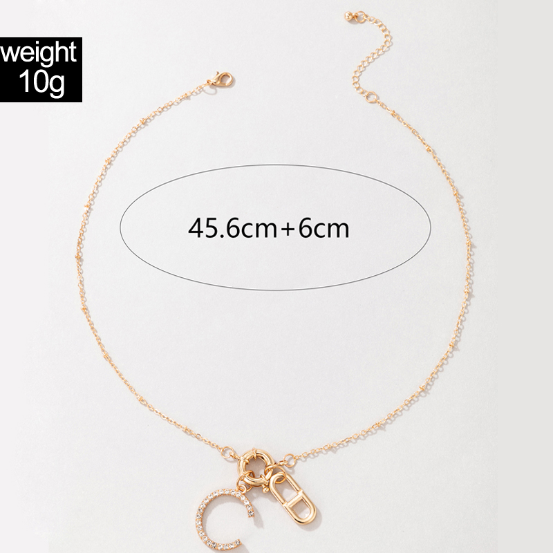 Full Diamond Letter C Pendant Necklace Chain Irregular Pendant Clavicle Chain display picture 1