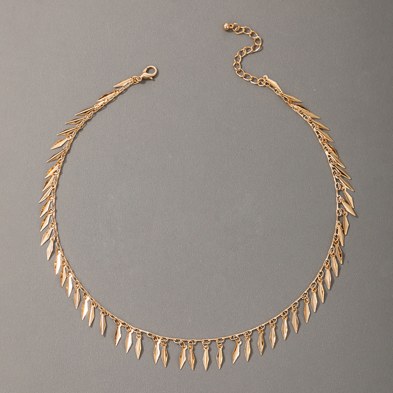 Neue Blätter Quasten Legierung Einschichtige Halskette Großhandel Nihaojewelry display picture 4
