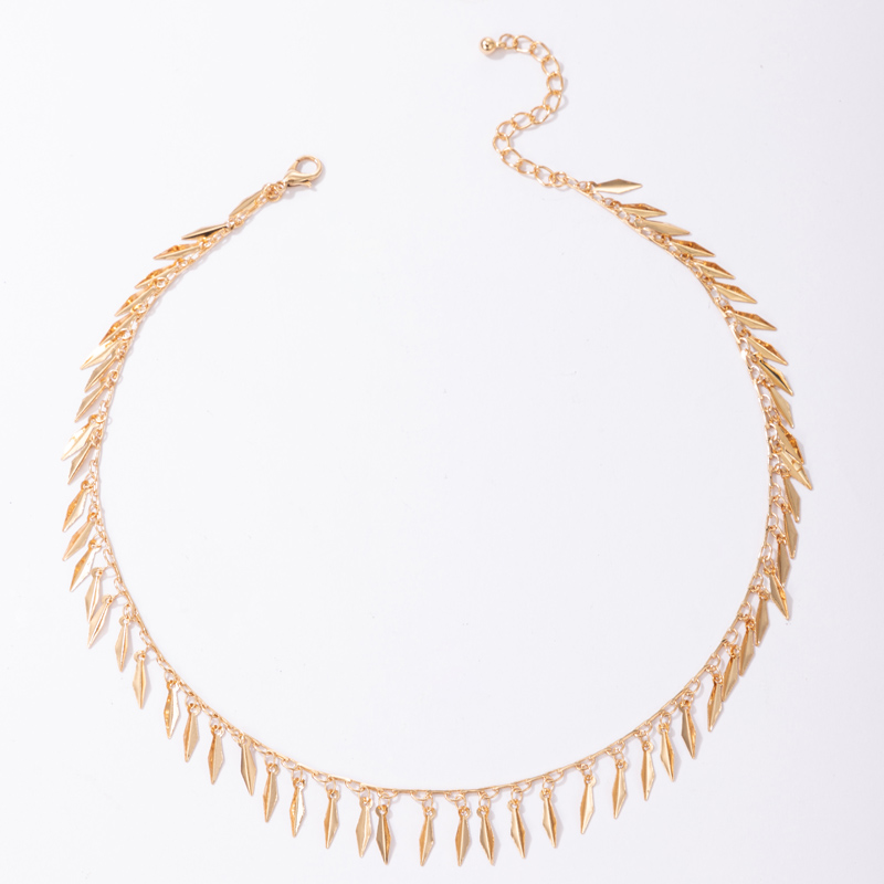 New Leaves Tassels Alloy Single-layer Necklace Wholesale Nihaojewelry display picture 5