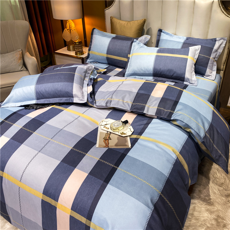 Wholesale Hit Color Plaid Printed Brushed Bedclothes Set Nihaojewelry display picture 2