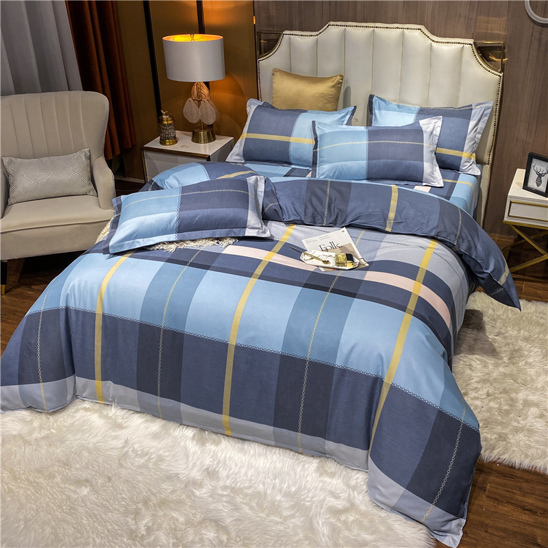 Wholesale Hit Color Plaid Printed Brushed Bedclothes Set Nihaojewelry display picture 4