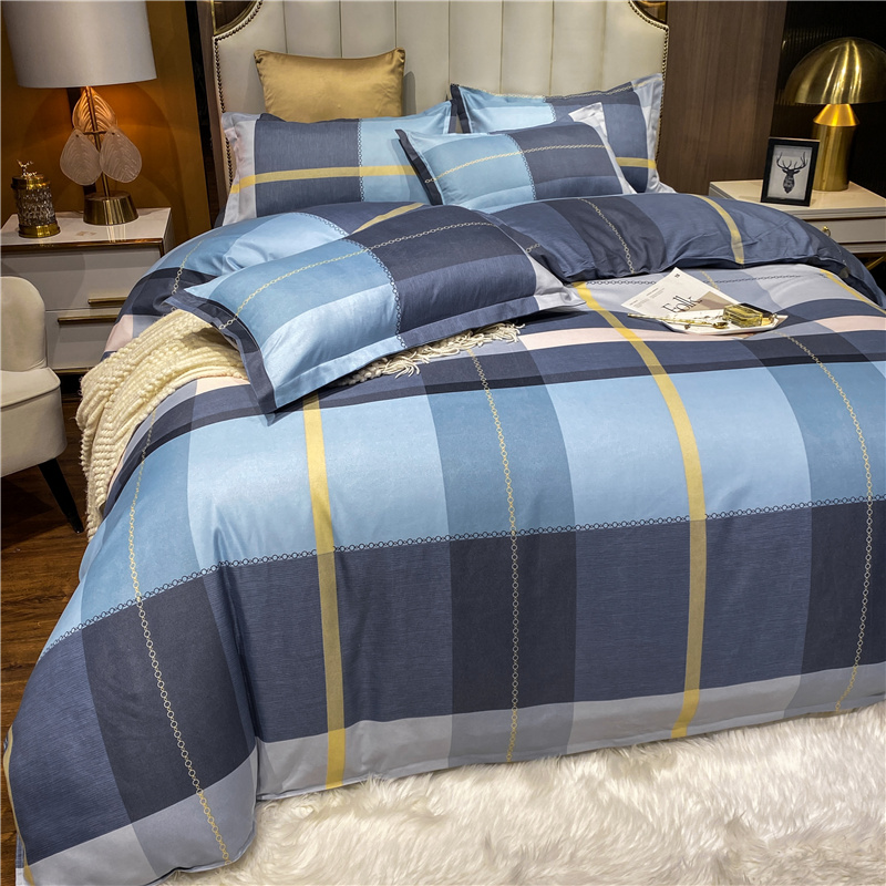 Wholesale Hit Color Plaid Printed Brushed Bedclothes Set Nihaojewelry display picture 5