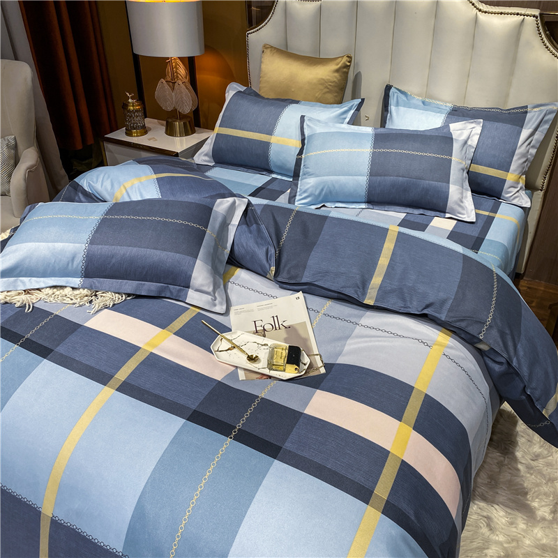 Wholesale Hit Color Plaid Printed Brushed Bedclothes Set Nihaojewelry display picture 6