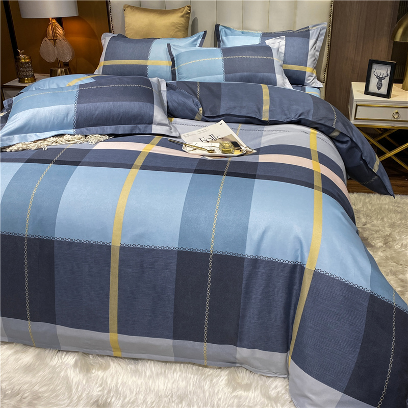 Wholesale Hit Color Plaid Printed Brushed Bedclothes Set Nihaojewelry display picture 8