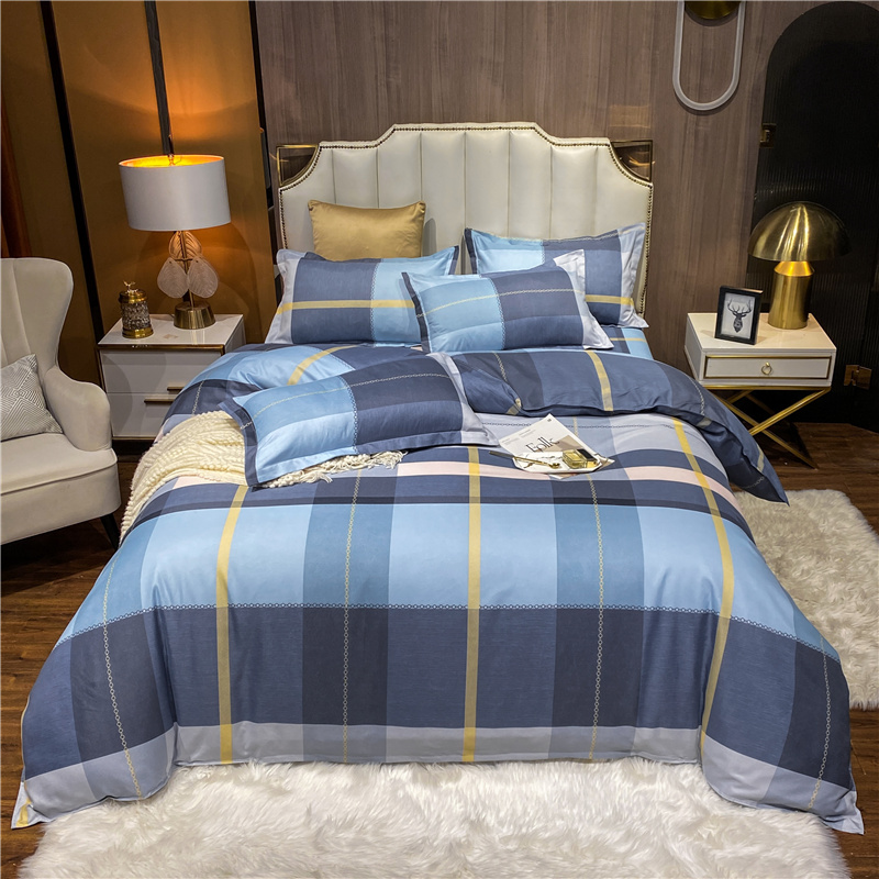 Wholesale Hit Color Plaid Printed Brushed Bedclothes Set Nihaojewelry display picture 9