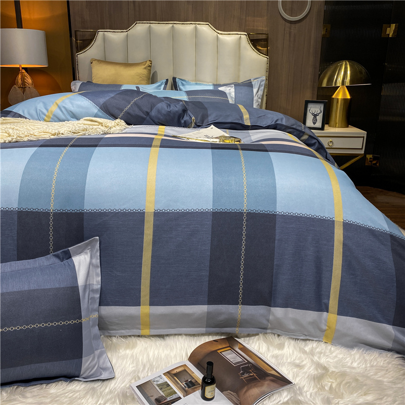 Wholesale Hit Color Plaid Printed Brushed Bedclothes Set Nihaojewelry display picture 10