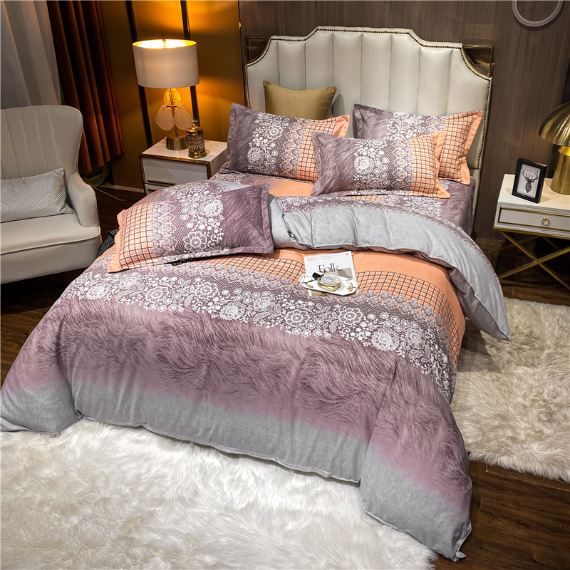 Wholesale Gradient Color Lace Flower Printed Brushed Bedclothes Set Nihaojewelry display picture 8