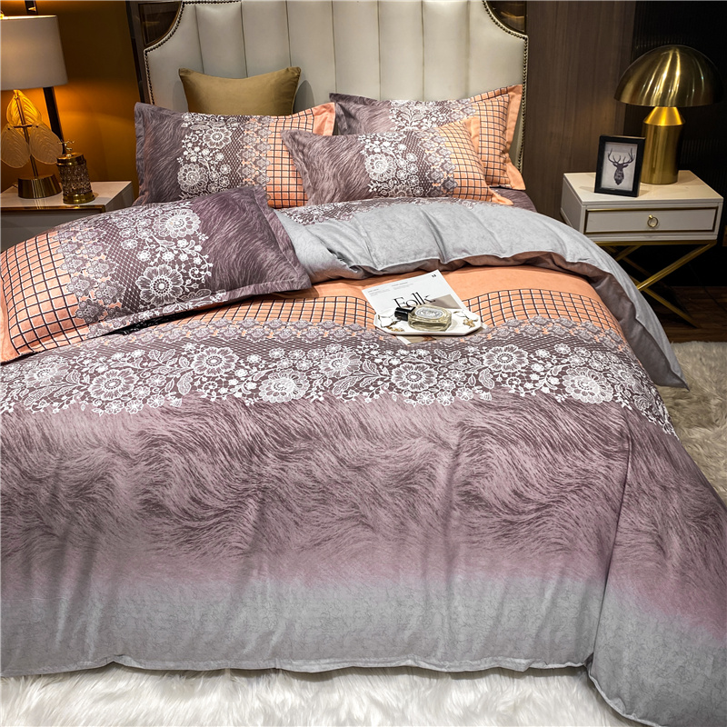Wholesale Gradient Color Lace Flower Printed Brushed Bedclothes Set Nihaojewelry display picture 9