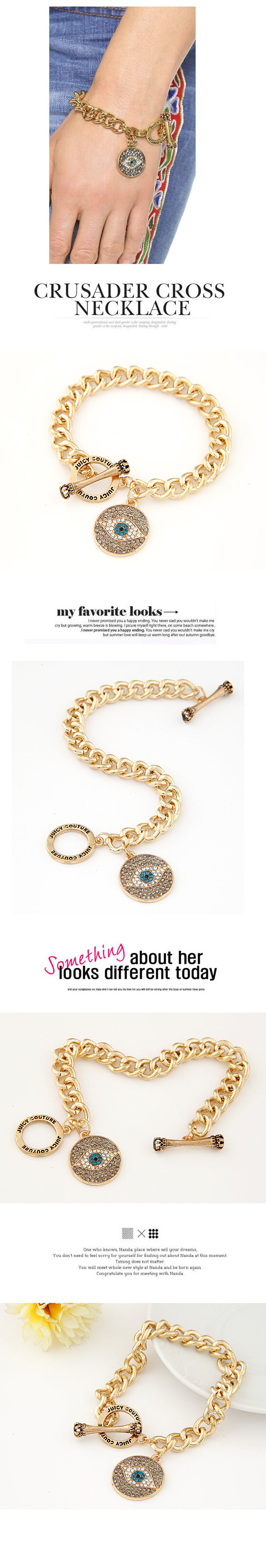 Bracelet De Chaîne Pendentif Oeil Du Diable Diamant Flash En Métal De Mode En Gros Nihaojewelry display picture 1