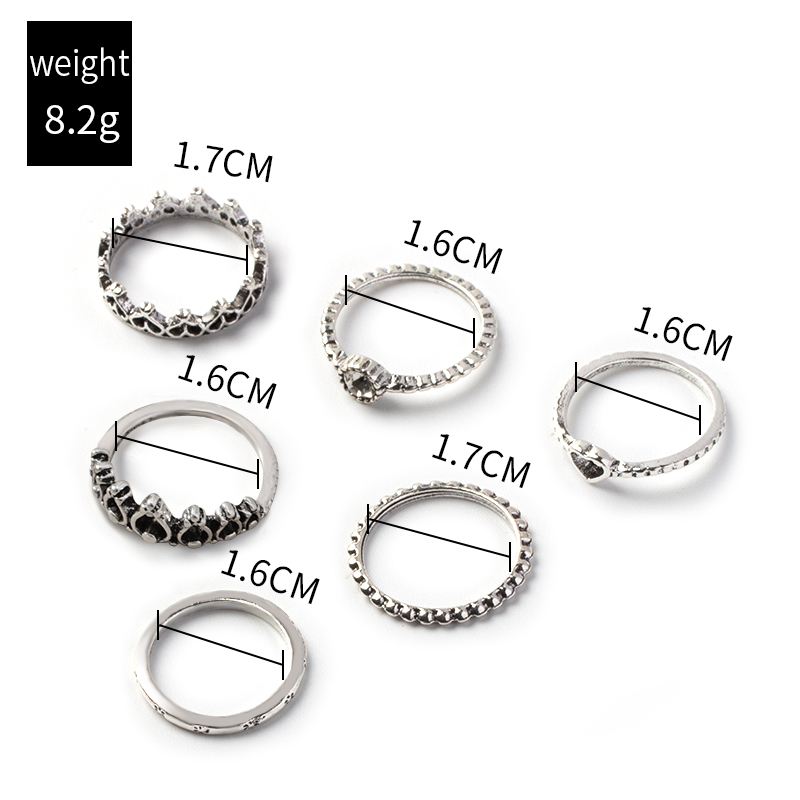 Crown Peach Heart Alloy Ring Set Wholesale Nihaojewelry display picture 2