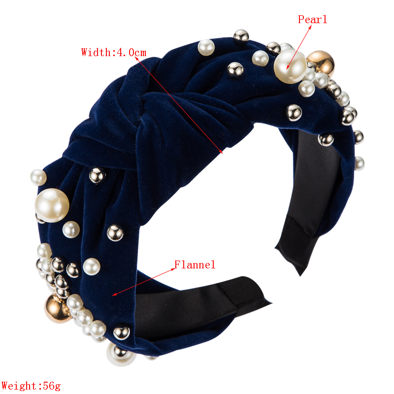 Velvet Inlaid Pearl Knotted Headband Wholesale Nihaojewelry display picture 1