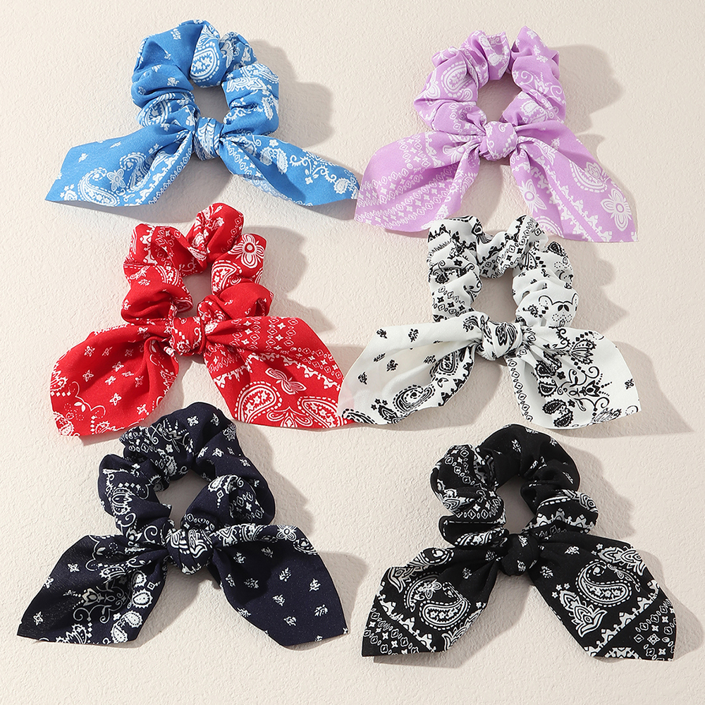 Printed Small Bow Ribbon Hair Scrunchies Wholesale Nihaojewelry display picture 1
