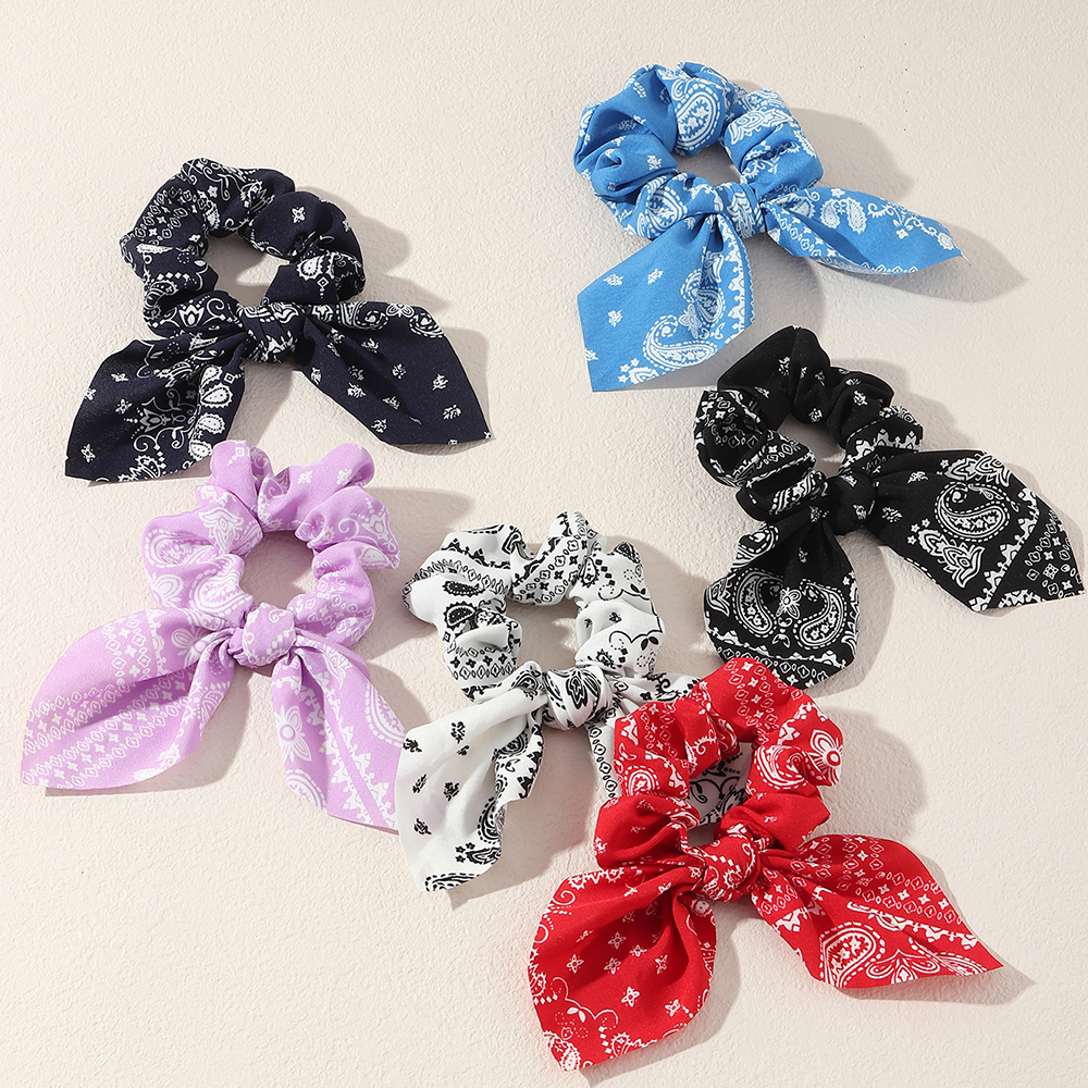 Printed Small Bow Ribbon Hair Scrunchies Wholesale Nihaojewelry display picture 2