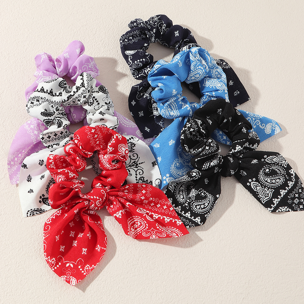 Printed Small Bow Ribbon Hair Scrunchies Wholesale Nihaojewelry display picture 3