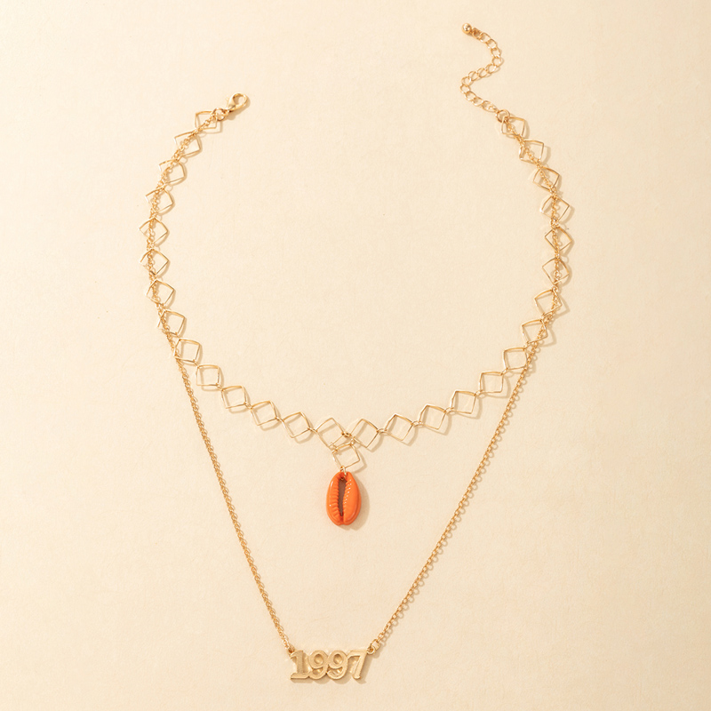 Wholesale Jewelry Orange Shell Pendant Double-layer Necklace Nihaojewelry display picture 1