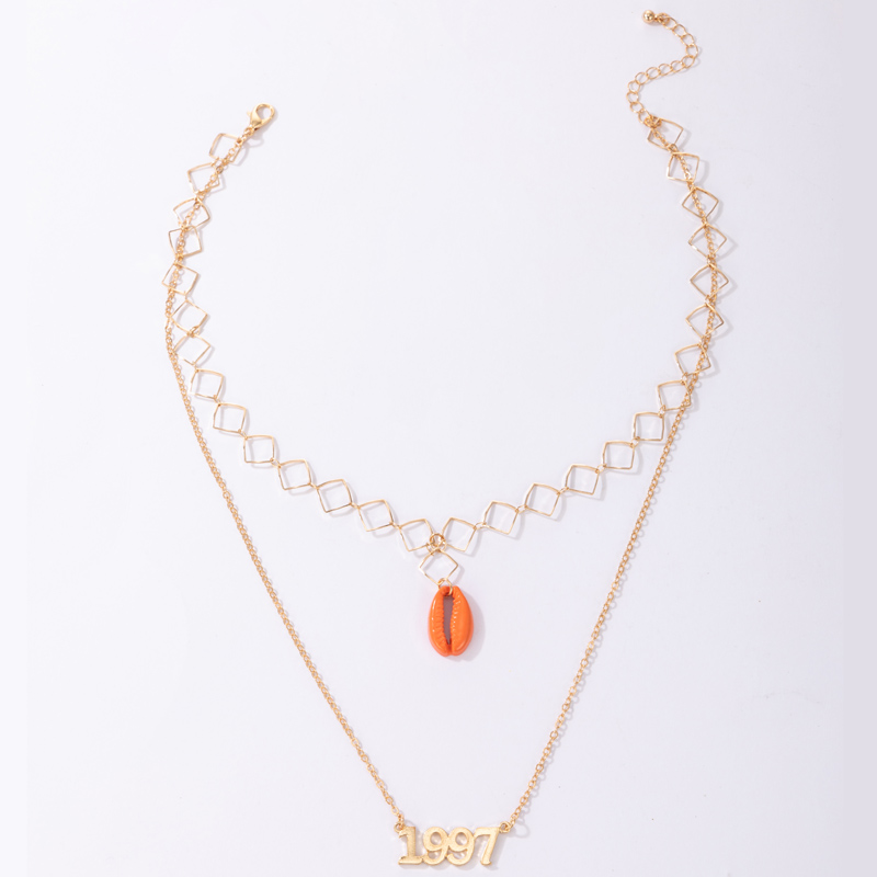 Wholesale Jewelry Orange Shell Pendant Double-layer Necklace Nihaojewelry display picture 2