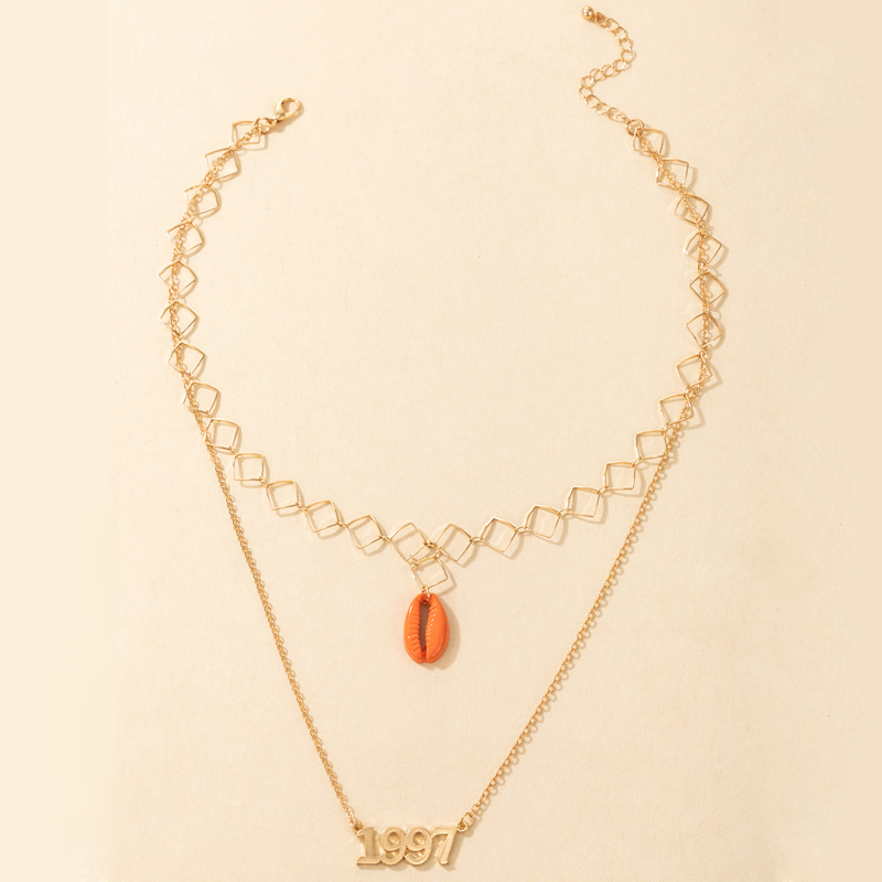 Großhandel Schmuck Orange Muschel Anhänger Doppelschicht Halskette Nihaojewelry display picture 3