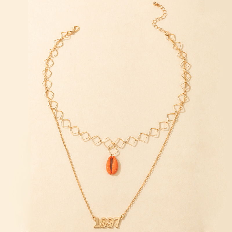 Wholesale Jewelry Orange Shell Pendant Double-layer Necklace Nihaojewelry display picture 3