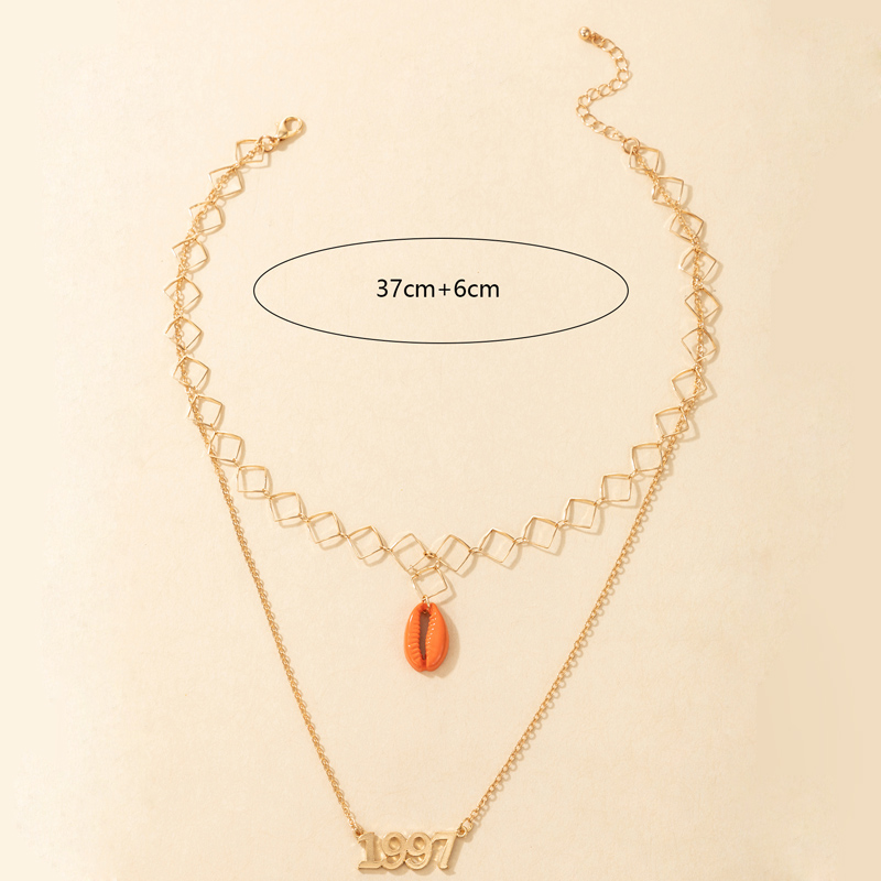 Wholesale Jewelry Orange Shell Pendant Double-layer Necklace Nihaojewelry display picture 6