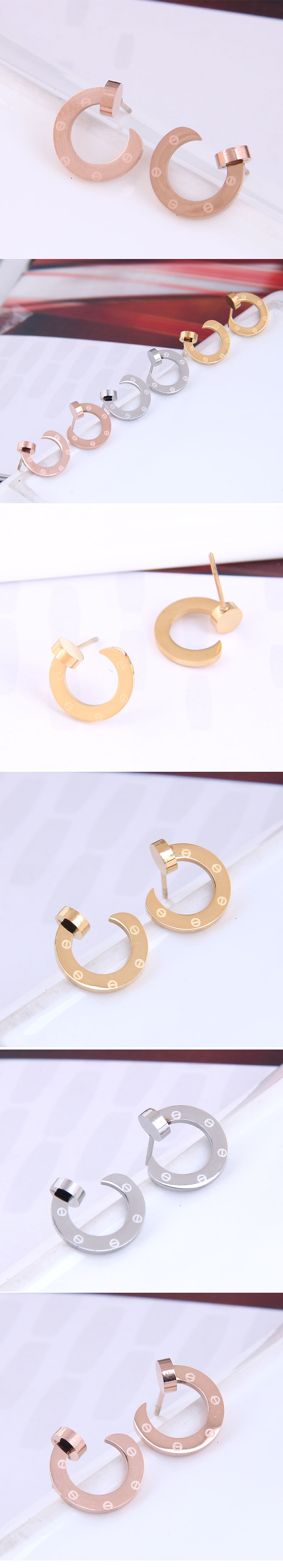 Wholesale Jewelry C-shaped Titanium Steel Stud Earrings Nihaojewelry display picture 1