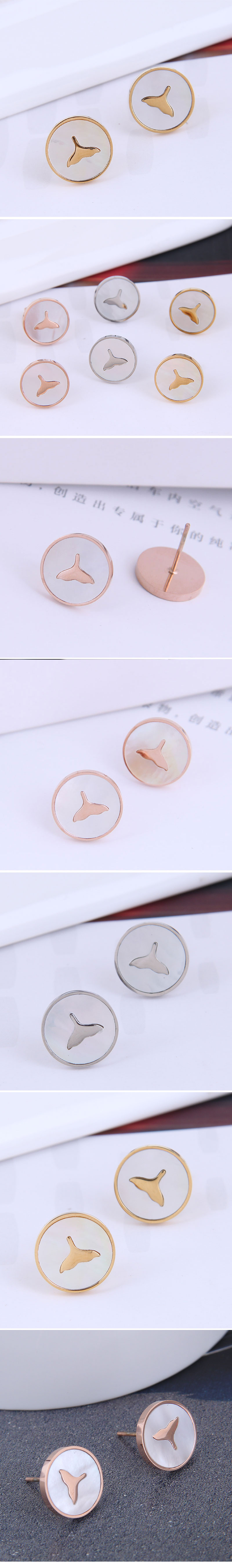 Wholesale Jewelry Fish Tail Round Titanium Steel Stud Earrings Nihaojewelry display picture 1