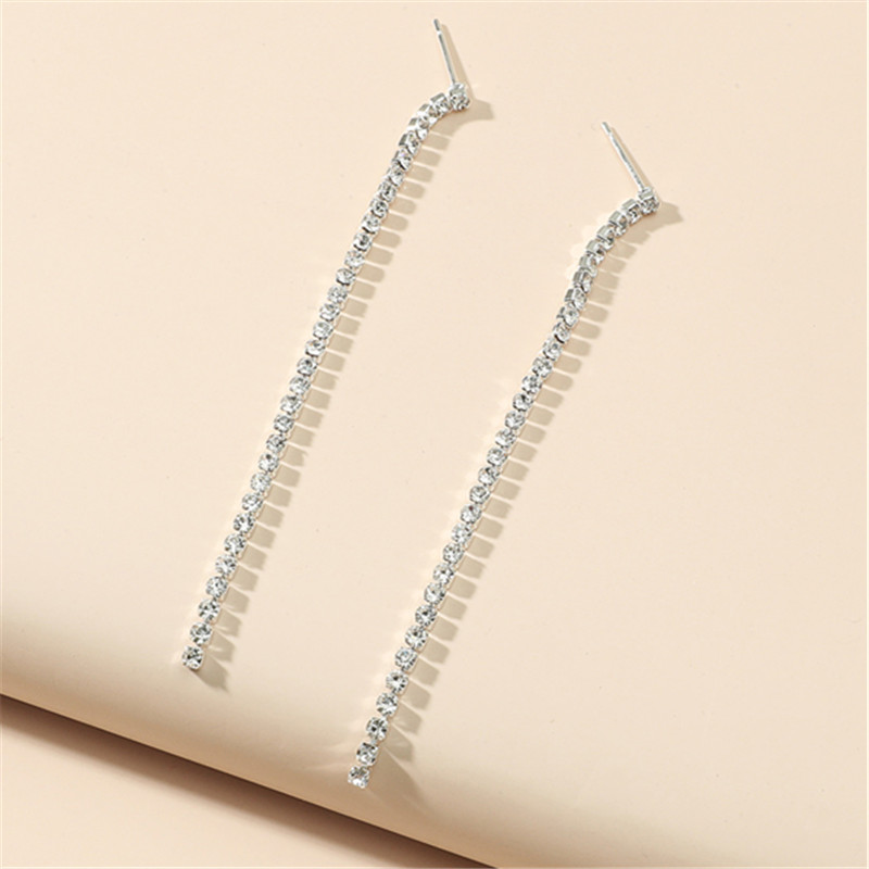 Fashion Geometric Rhinestone Crystal Long Earrings Wholesale Nihaojewelry display picture 1