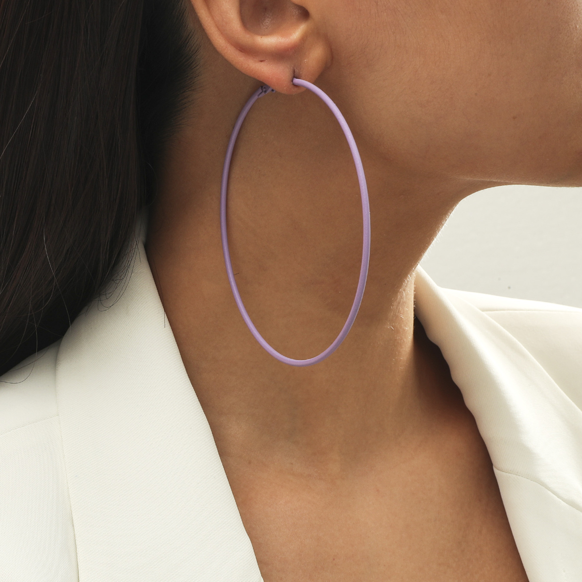 Violet Oversized Rubber Paint Copper Earrings Wholesale Nihaojewelry display picture 1
