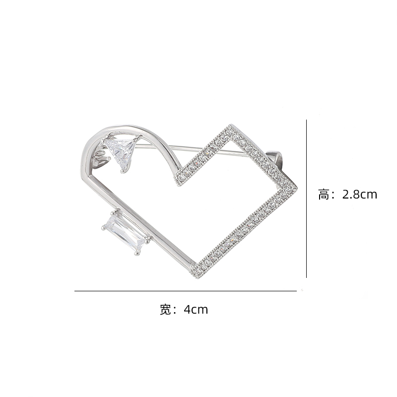 Electroplated Real Gold Micro-inlaid Zircon Heart Corsage Wholesale Nihaojewelry display picture 6