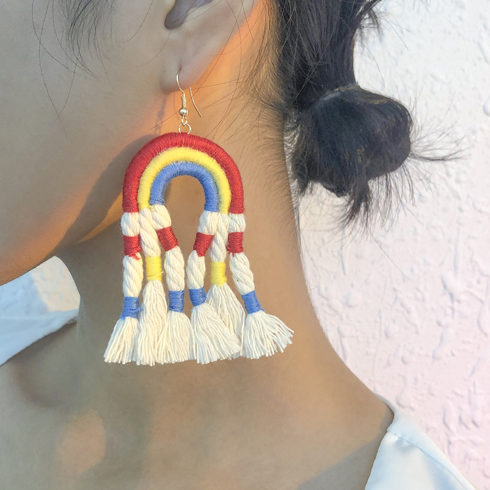 Fashion Colorful Fabric Tassel Earrings Wholesale Nihaojewelry display picture 1