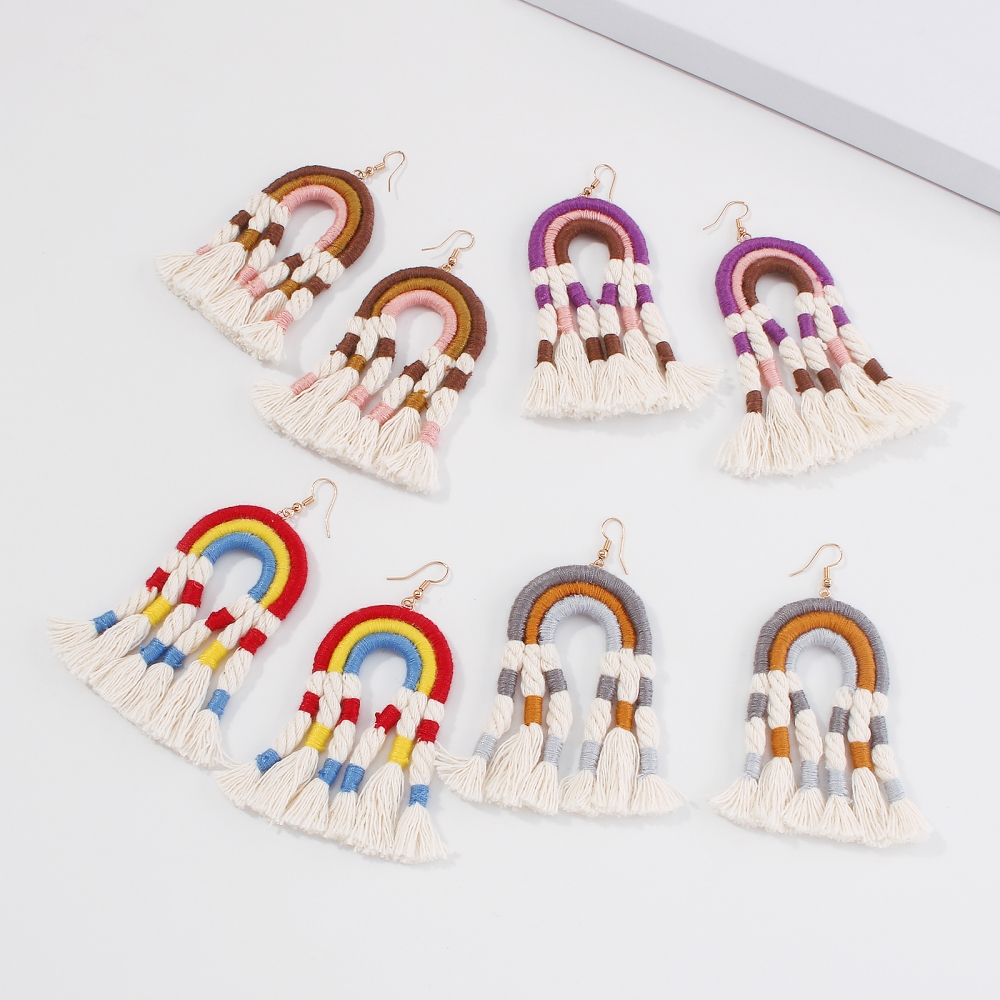 Fashion Colorful Fabric Tassel Earrings Wholesale Nihaojewelry display picture 4