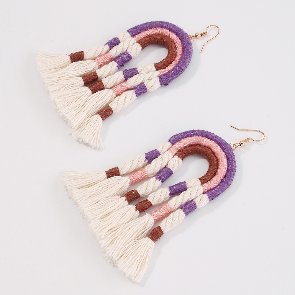 Fashion Colorful Fabric Tassel Earrings Wholesale Nihaojewelry display picture 7