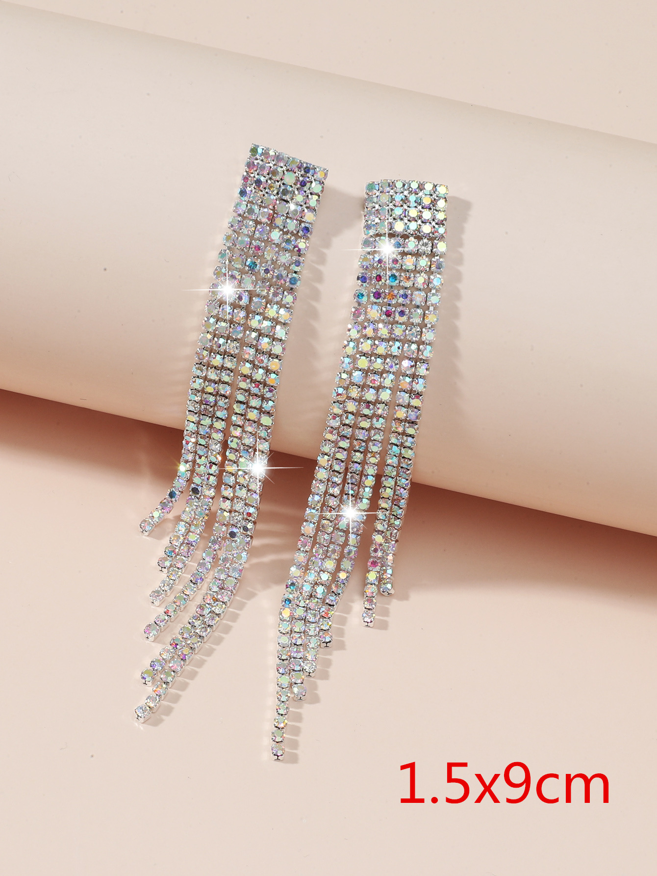 Fashion Flash Tassel Diamond Earrings Wholesale Nihaojewelry display picture 1