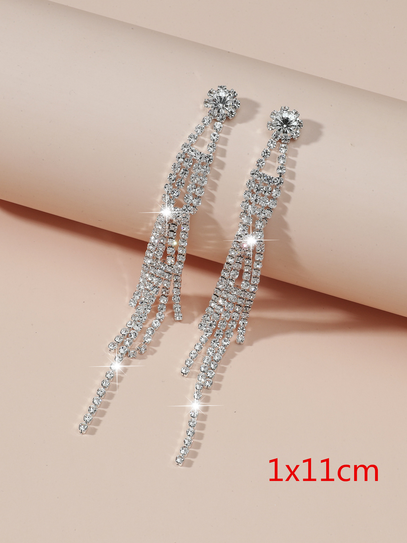 Wholesale Jewelry Long Rhinestones Tassels Earrings Nihaojewelry display picture 1